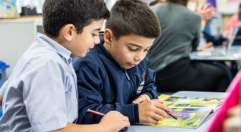 Sacred Heart Catholic Primary School Westmead students reading together
