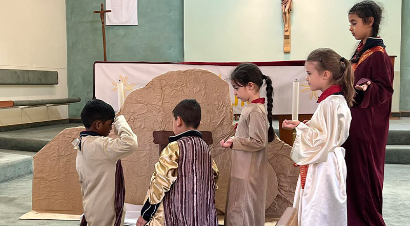 Sacred Heart Catholic Primary School Westmead students reenacting the Stations of the Cross