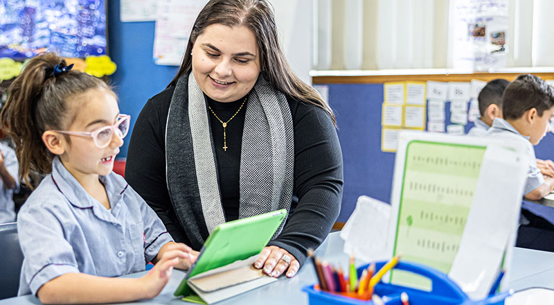 Dedicated teacher and student from Sacred Heart Catholic Primary School Westmead