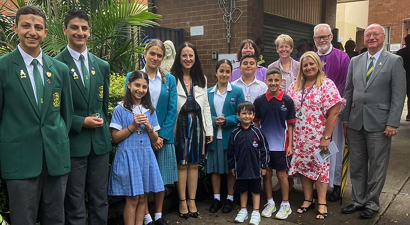 Sacred Heart Catholic Primary School Westmead students with students from other local schools on Ash Wednesday