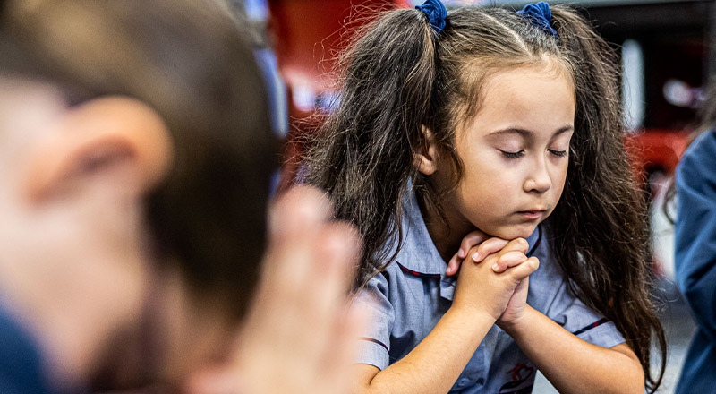 Sacred Heart Catholic Primary School Westmead student praying