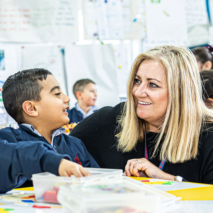 Dedicated principal Natalie Mifsud and student from Sacred Heart Catholic Primary School Westmead