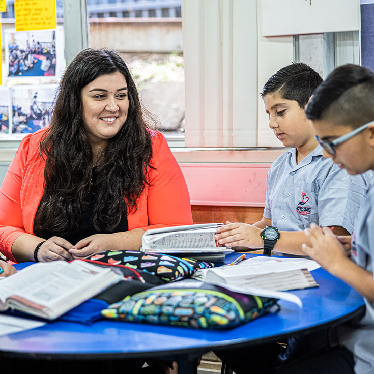 dedicated teacher and students from Sacred Heart Catholic Primary School Westmead